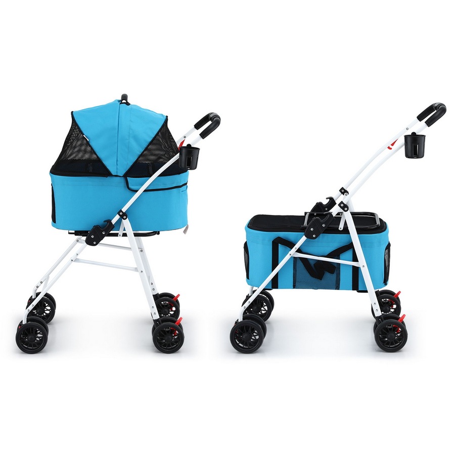 i.Pet Pet Stroller Dog Pram Large Cat Carrier Travel Foldable 4 Wheels Double