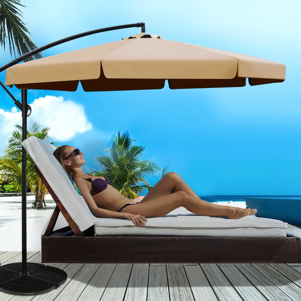 InstaHut 3m Outdoor Umbrella Cantilever Garden Beach Patio Beige