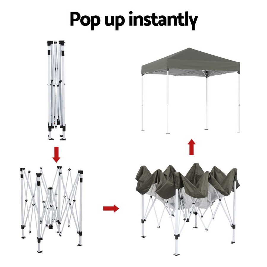 2x2m Gazebo w/ Base Pods InstaHut Outdoor Patio Garden Marquee Shade Grey