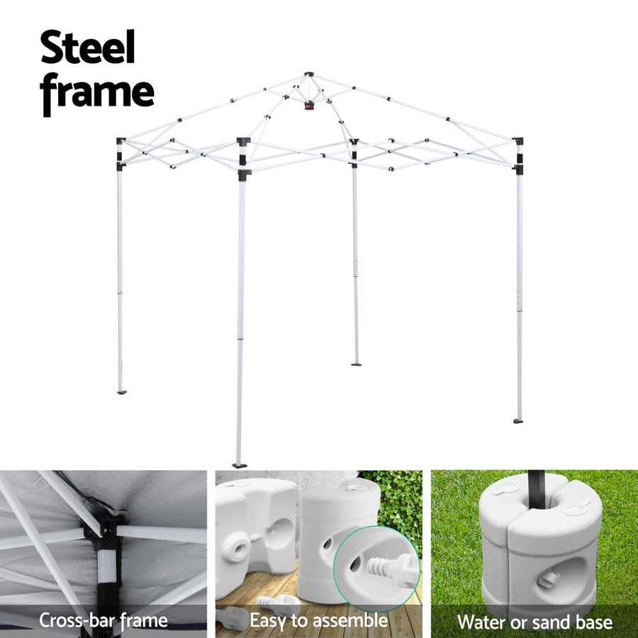 2x2m Gazebo w/ Base Pods InstaHut Outdoor Patio Garden Marquee Shade Grey