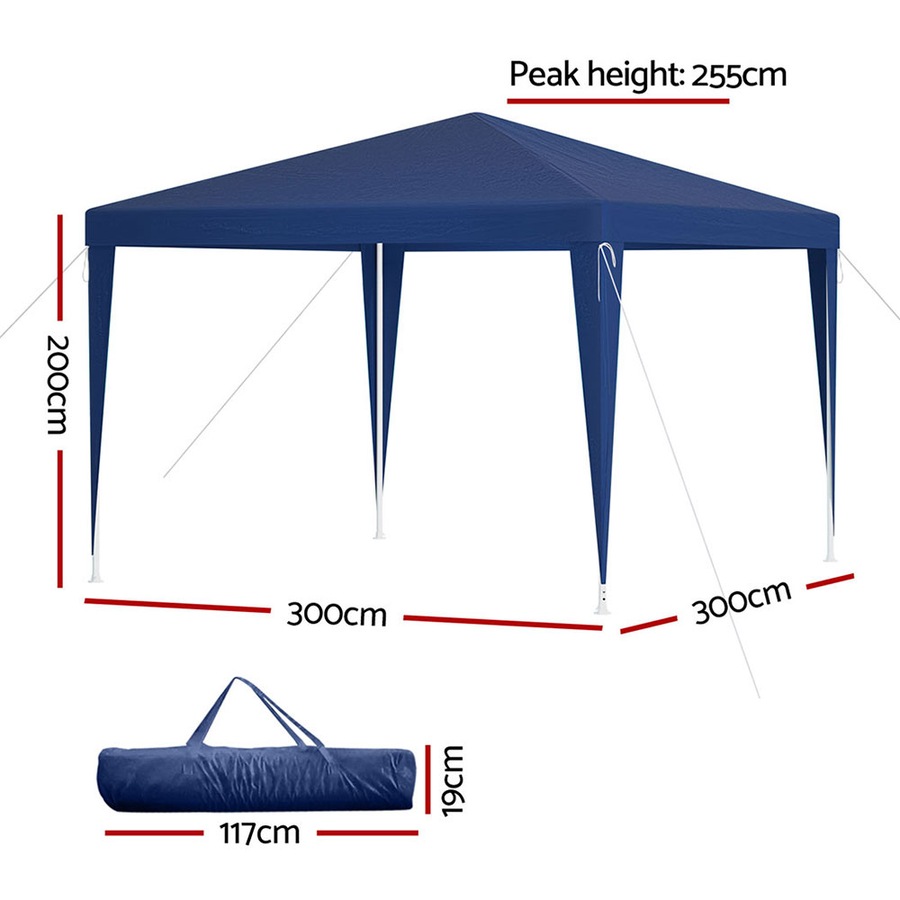 InstaHut Gazebo 3x3m Wedding Party Marquee Tent Outdoor Event Camping Canopy Shade