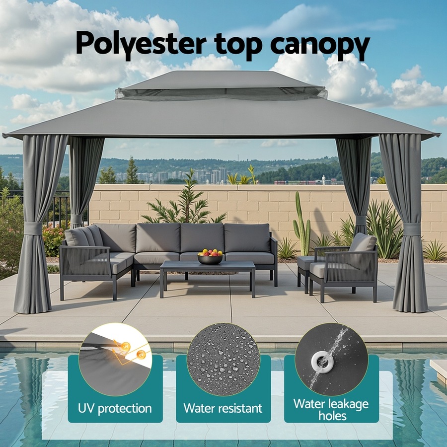 Buy Instahut Gazebo 3x4m Outdoor Canopy with Curtains & Mosquito Net ...