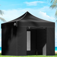 1 Gazebo 3mx3m InstaHut Pop Up Marquee Folding Tent Wedding Camping Outdoor Canopy Black