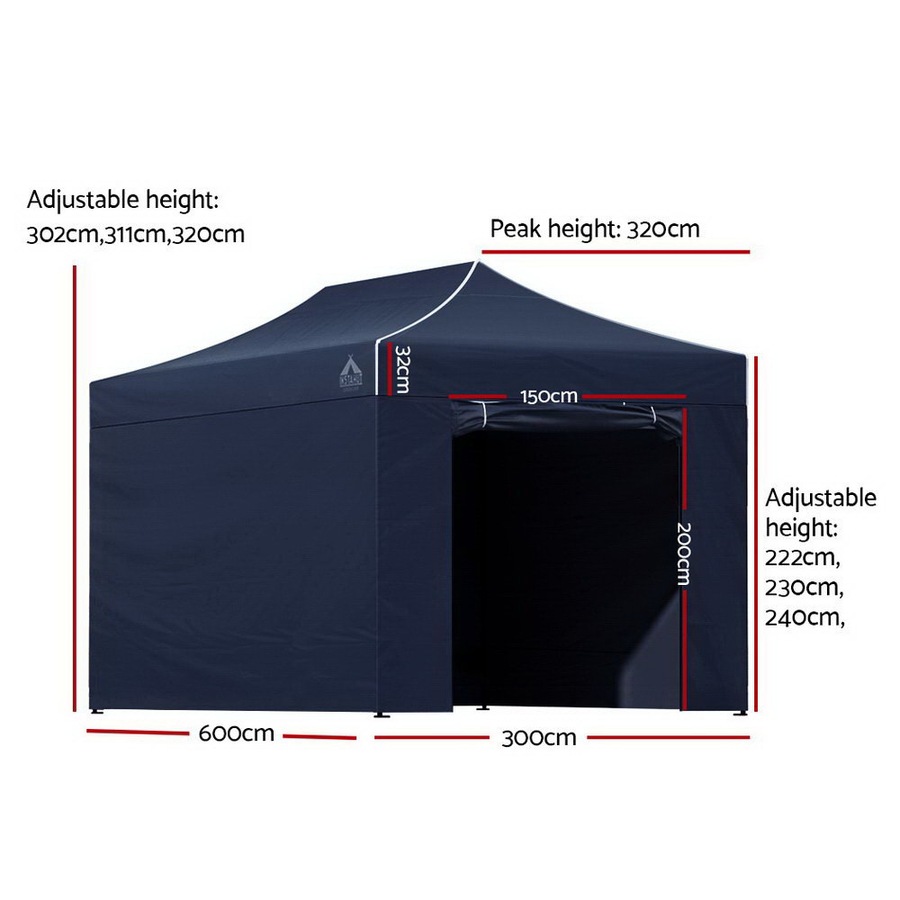 1 Set 3x6m Gazebo InstaHut Canopy Navy