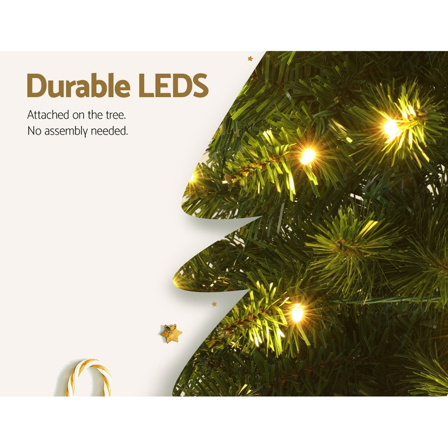 1.8m Christmas Tree Jingle Jollys Pre-Lit 200 LED Lights Xmas Tree Decorations