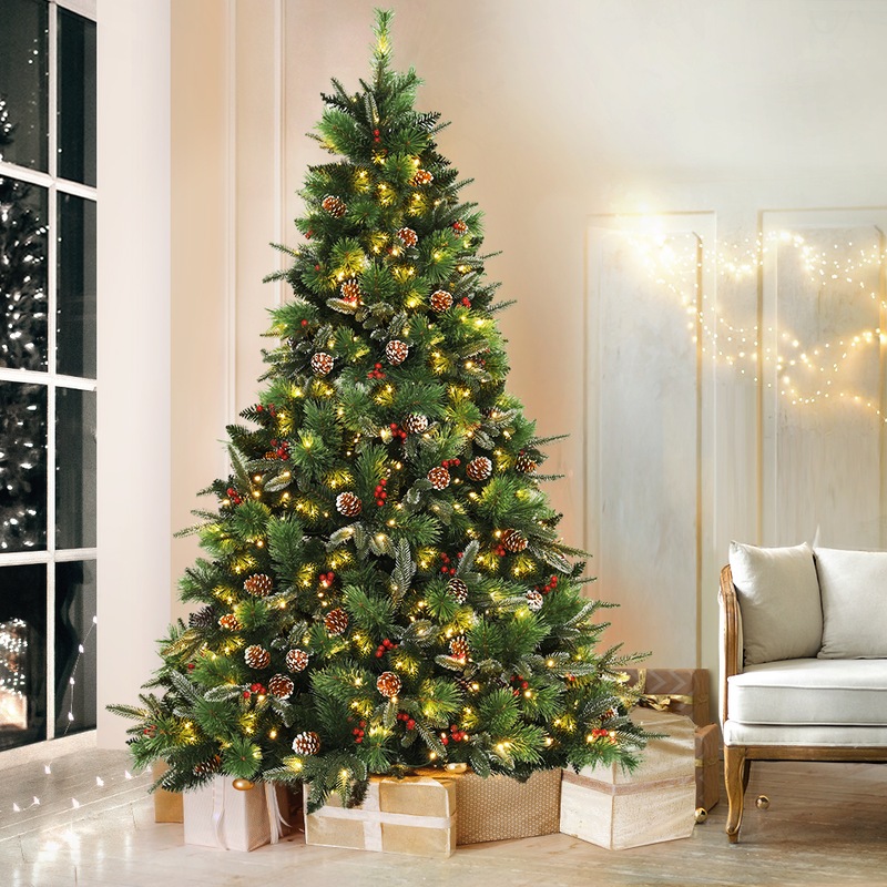 Buy Jingle Jollys 2.1M Christmas Tree with Pine Cones Red Berries