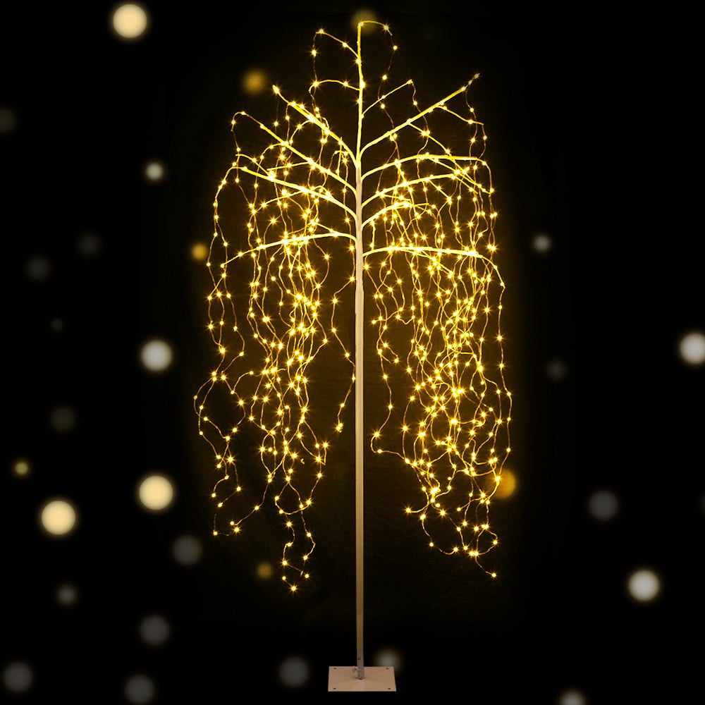 Jingle Jollys 2.1M LED Christmas Tree Lights Willow Xmas Fibre Optic Warm White