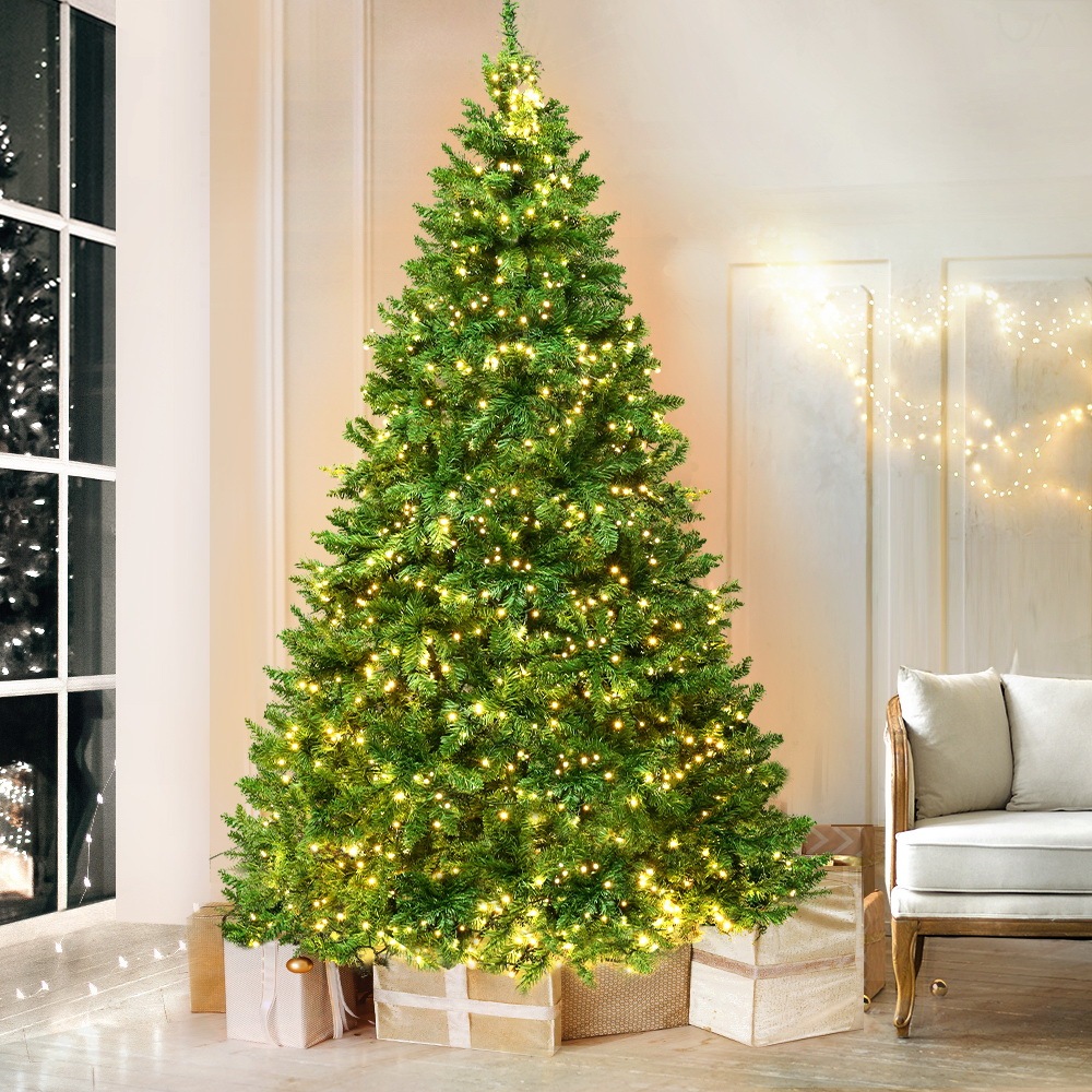 2.4M 8FT Christmas Tree 1488 LED Pre Lights Decorations Warm White ...