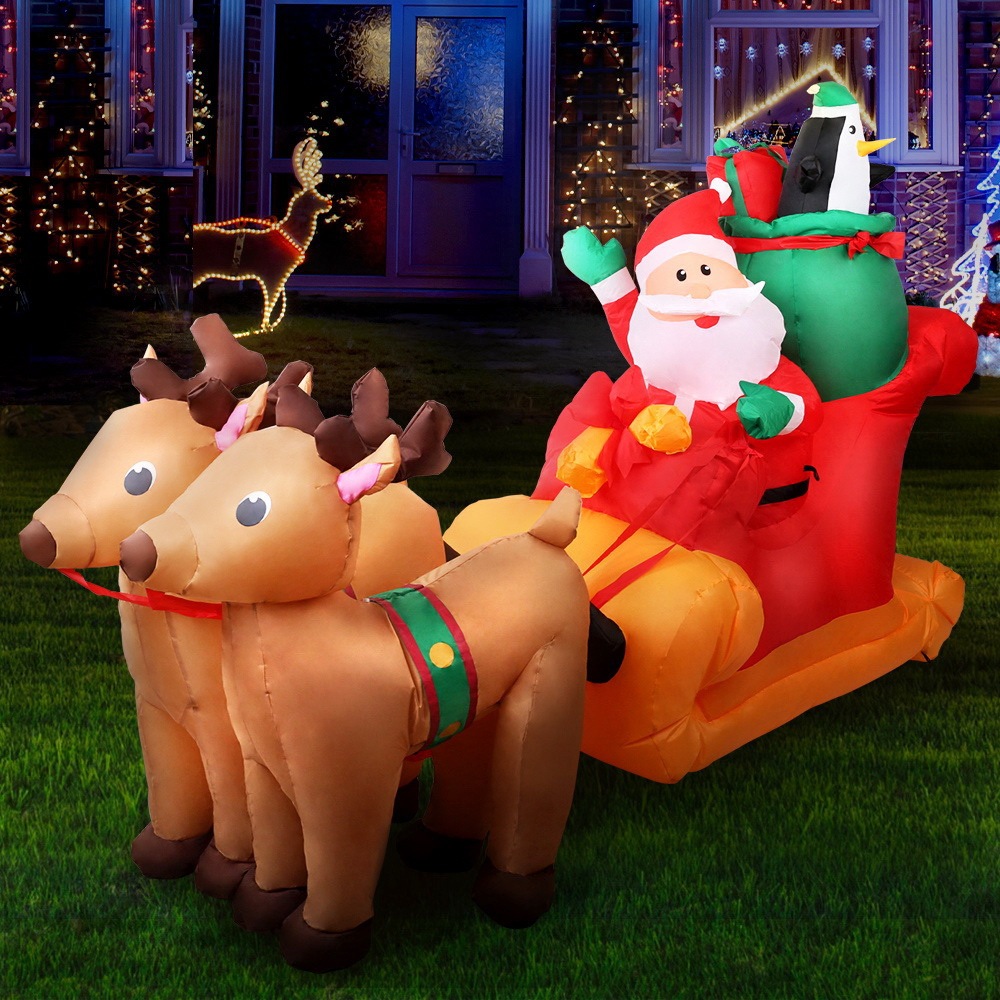 2.2M Jingle Jollys Christmas Inflatable Santa Sleigh Illuminated Decorations