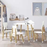 1 Keezi Kids Table and 4 Chairs Set Natural White