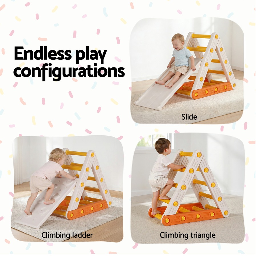 Keezi Kids Climbing Frame Sets With Slide Indoor Outdoor Toddler Toys Triangle