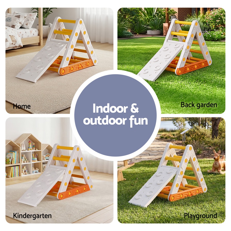 Keezi Kids Climbing Frame Sets With Slide Indoor Outdoor Toddler Toys Triangle