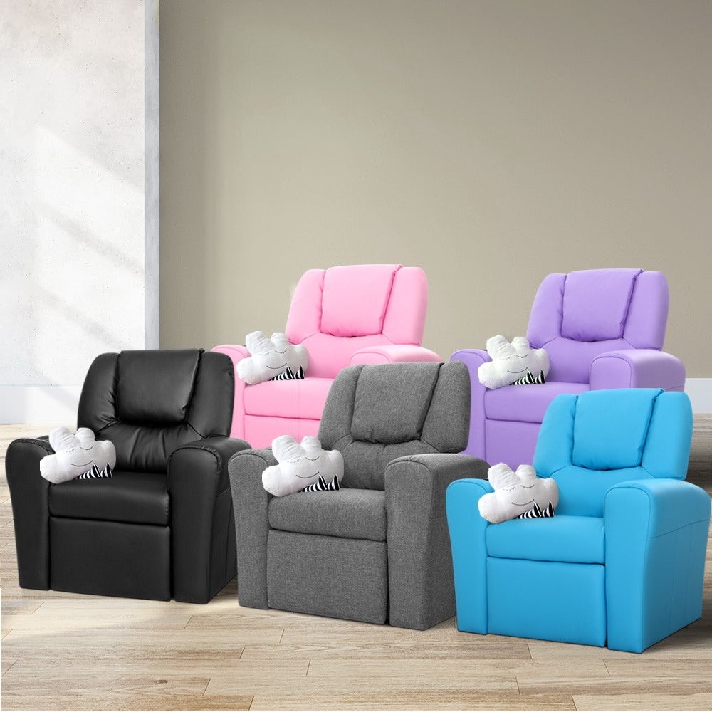 Keezi Luxury Kids Recliner Sofa Children Lounge Chair PU Couch Armchair Fabric