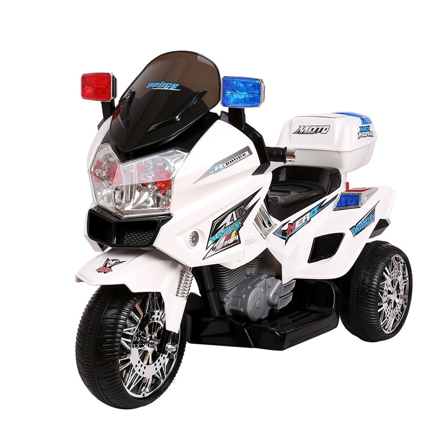 6V Kids Ride On Cars Rigo Electric Patrol Police Motorbike S1K White