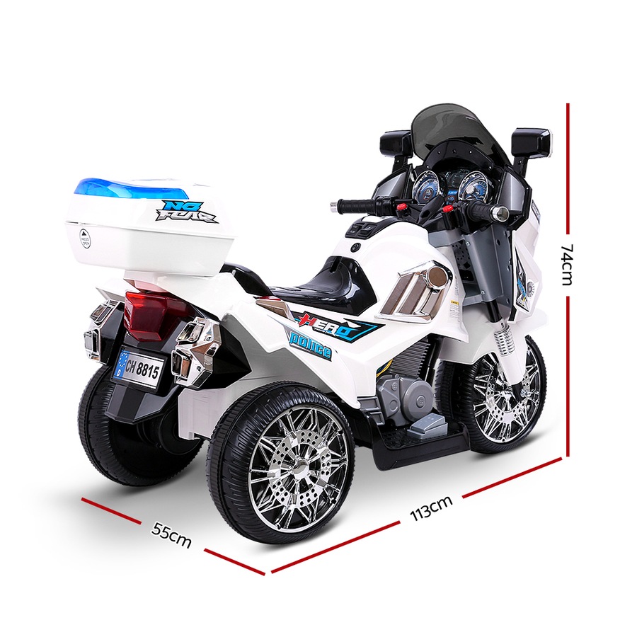 6V Kids Ride On Cars Rigo Electric Patrol Police Motorbike S1K White
