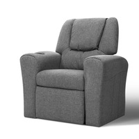 1X Keezi Kids Recliner Chair Grey Linen Soft Sofa Lounge Couch Children Armchair