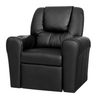 1X Keezi Kids Recliner Chair Black PU Leather Sofa Lounge Couch Children Armchair
