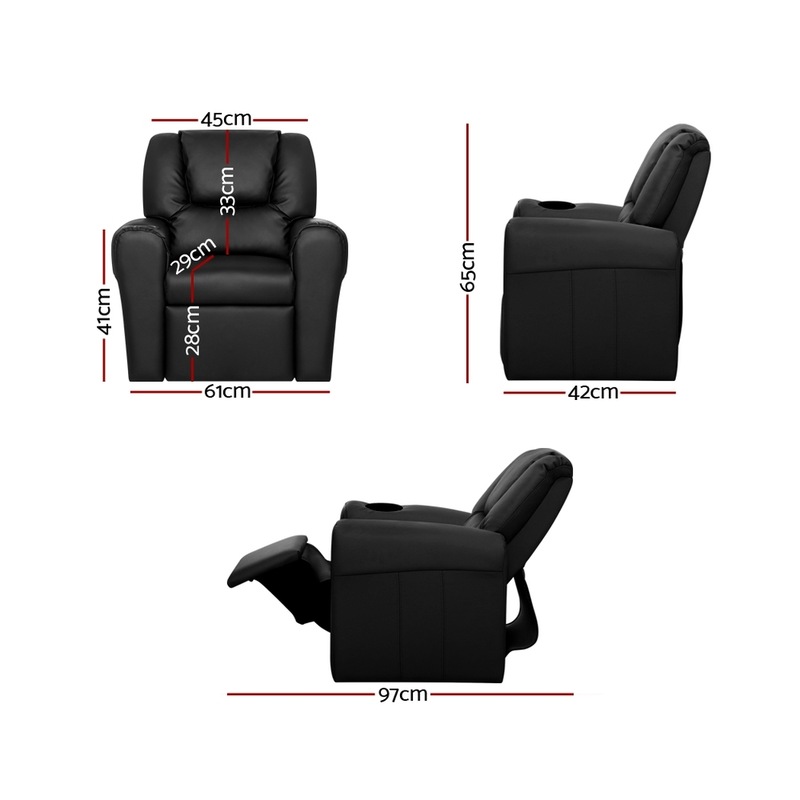 Buy Keezi Kids Recliner Chair Black PU Leather Sofa Lounge Couch