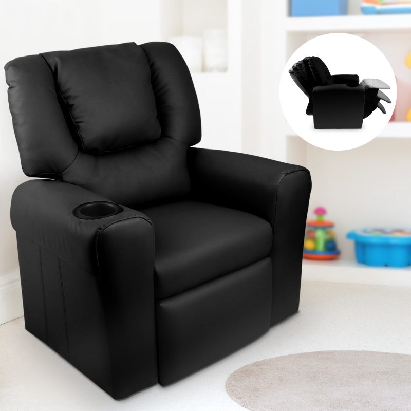 Keezi Kids Recliner Chair Black Pu, Child Leather Recliner