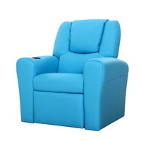 1X Keezi Kids Recliner Chair Blue PU Leather Sofa Lounge Couch Children Armchair