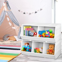 2 Tier Keezi Kids Toy Box Shelf Storage Cabinet Container Children Bookcase Organiser