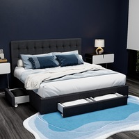 216x195Artiss Bed Frame King with 4 Drawers Charcoal AVIO