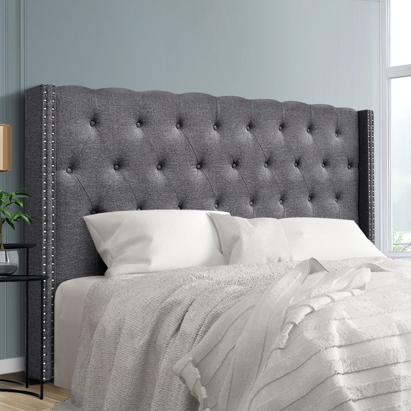 Buy Artiss Bed Head King Size Fabric - LUCA Grey - MyDeal