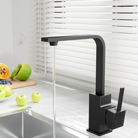 1X Cefito Kitchen Tap Mixer Tap Square Sink Faucet Basin Laundry Black