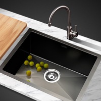 30X45CM Cefito Stainless Steel Sink Kitchen Basin Black
