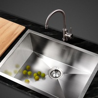 60X45CM Cefito Stainless Steel Sink Kitchen Basin Single Bowl Silver