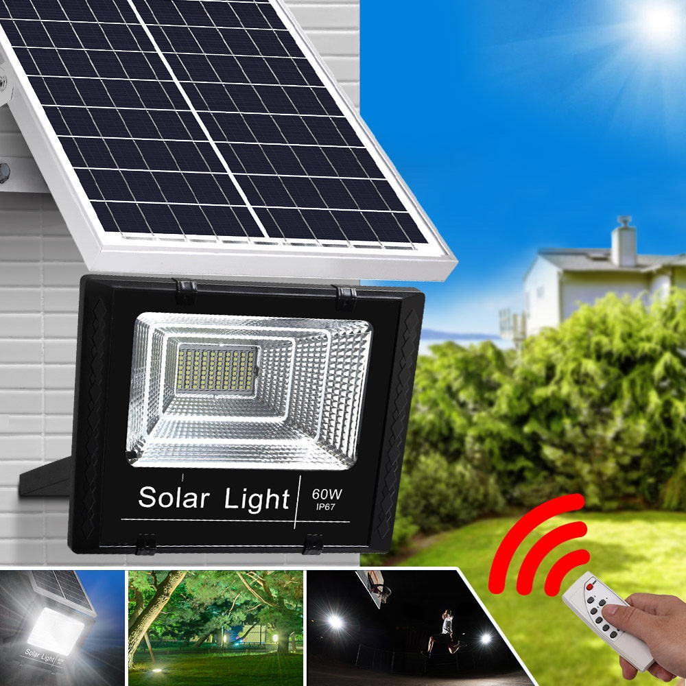 Leier 80 LED Solar Street Light 60W Flood Motion Sensor Remote Outdoor Wall Lamp