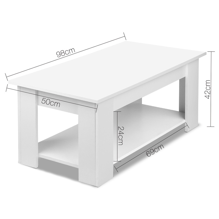 2-in-1 Artiss Coffee Table Lift-top White 98CM