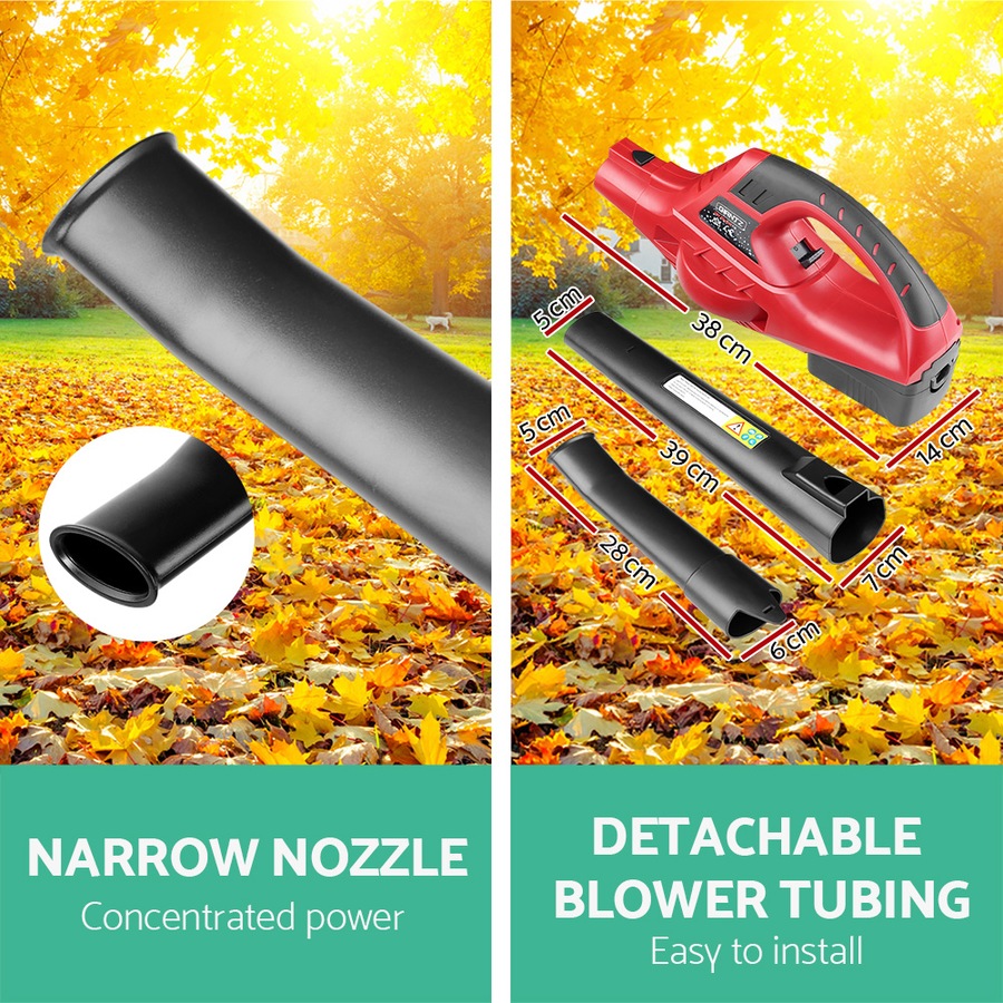 20V Giantz Cordless Leaf Blower Lithium Electric Battery Nozzles 2-Speed Garden