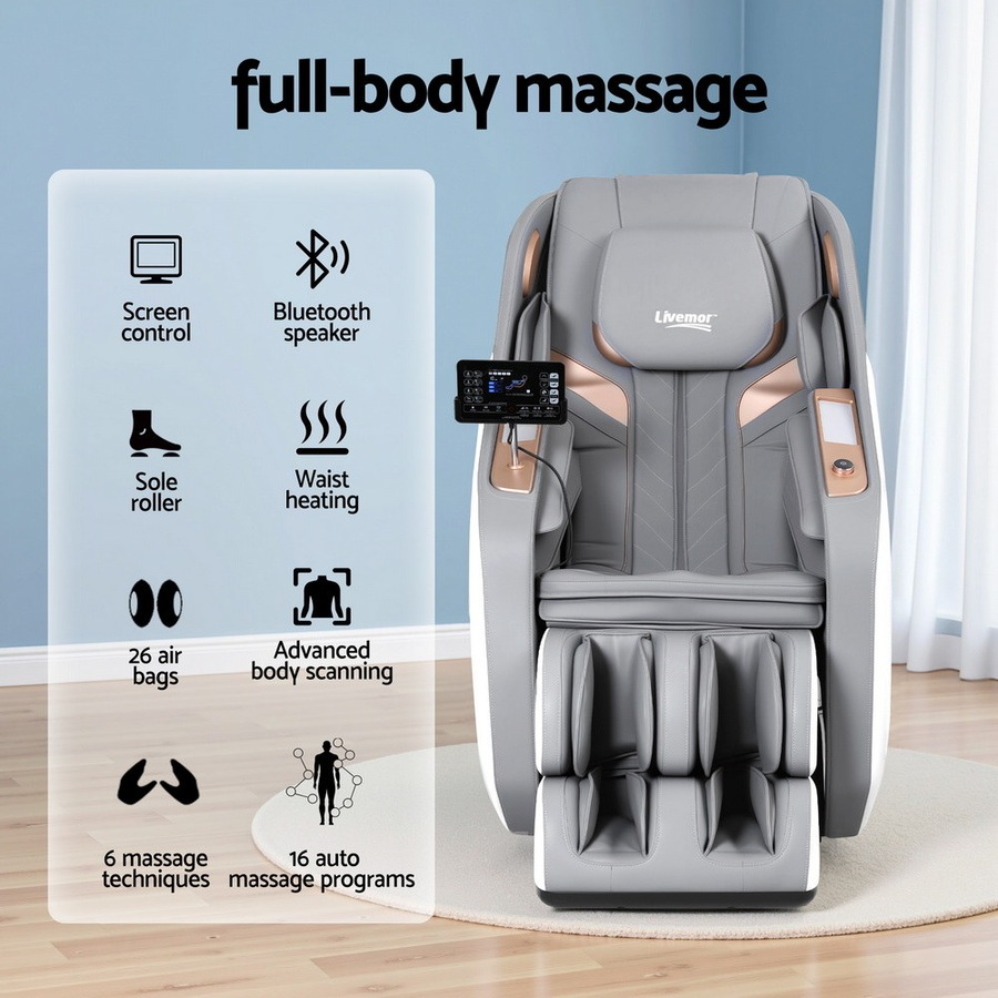 Livemor Massage Chair Electric Recliner Massager White