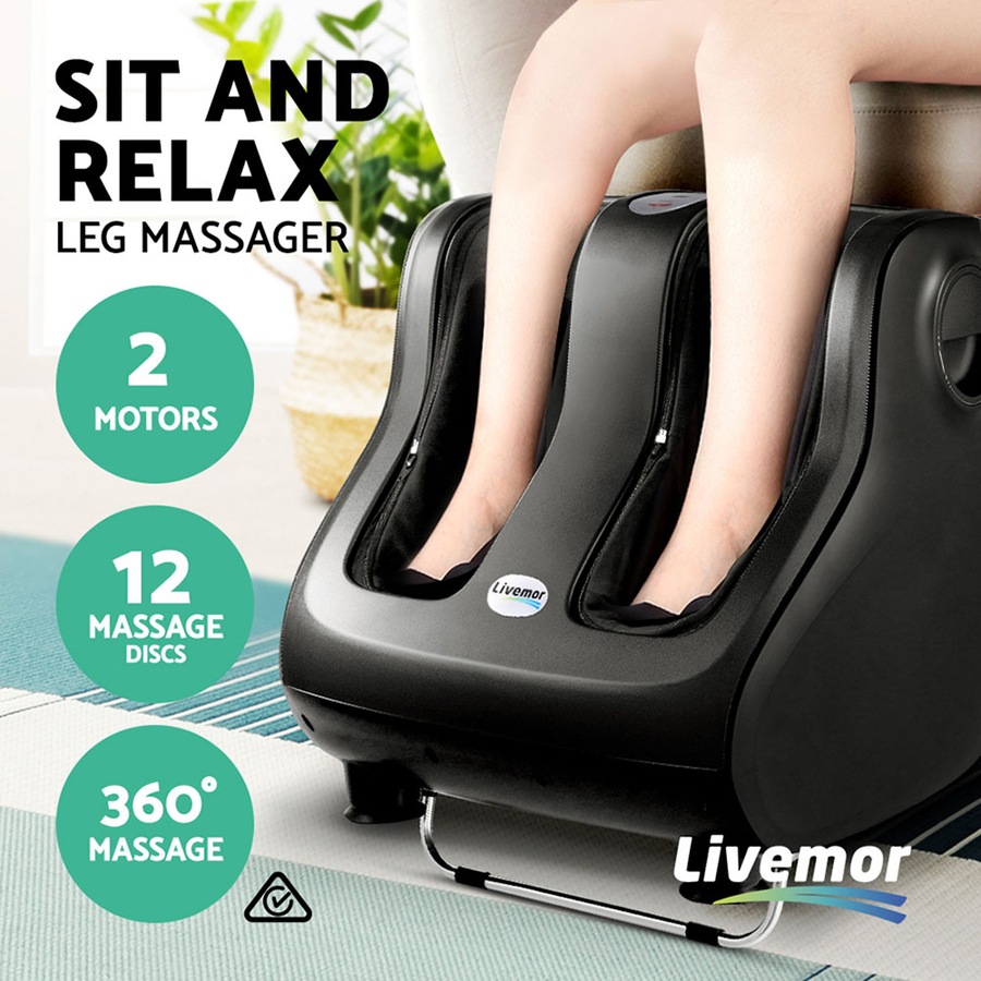 12 Massage Discs Livemor Foot Massager Shiatsu Electric Leg Massagers Machine Black