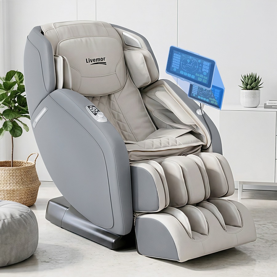 Livemor 4D Massage Chair Recliner SL Track Full Body Zero Gravity Massager Heated AI Body Scan Gary
