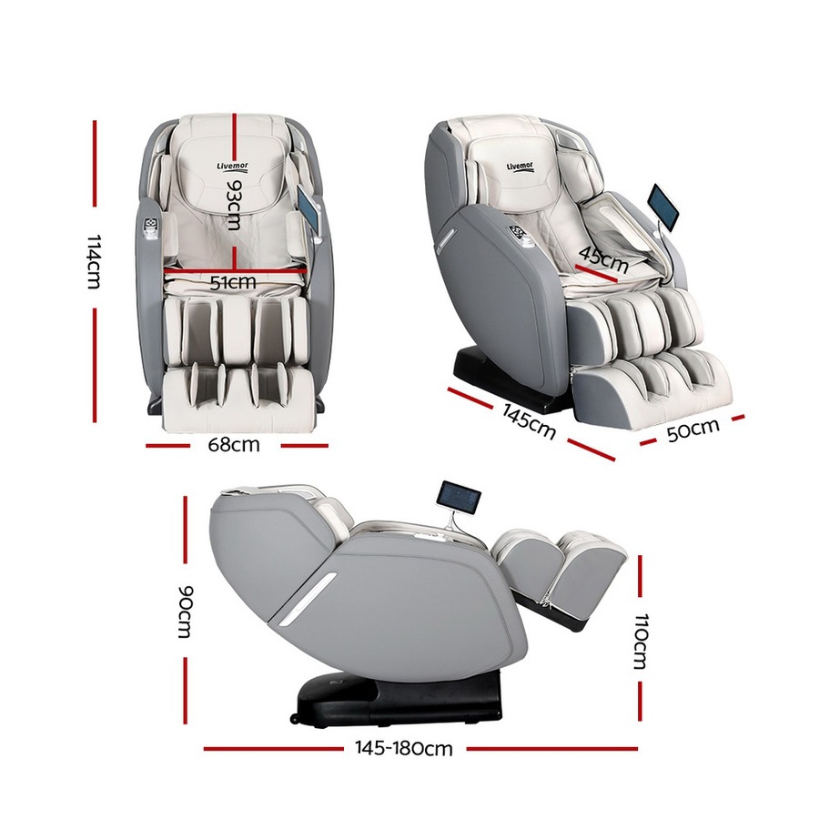 Livemor 4D Massage Chair Recliner SL Track Full Body Zero Gravity Massager Heated AI Body Scan Gary