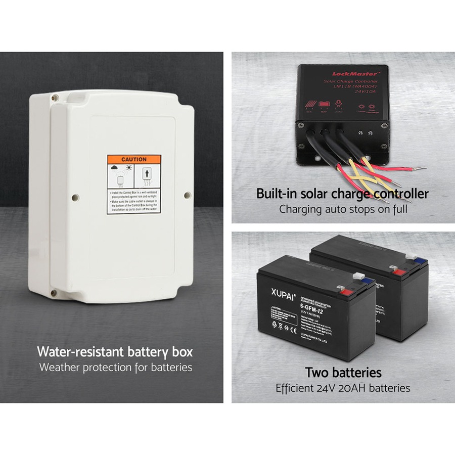 LockMaster Automatic Sliding Gate Opener Kit 20W Solar 6M 600KG