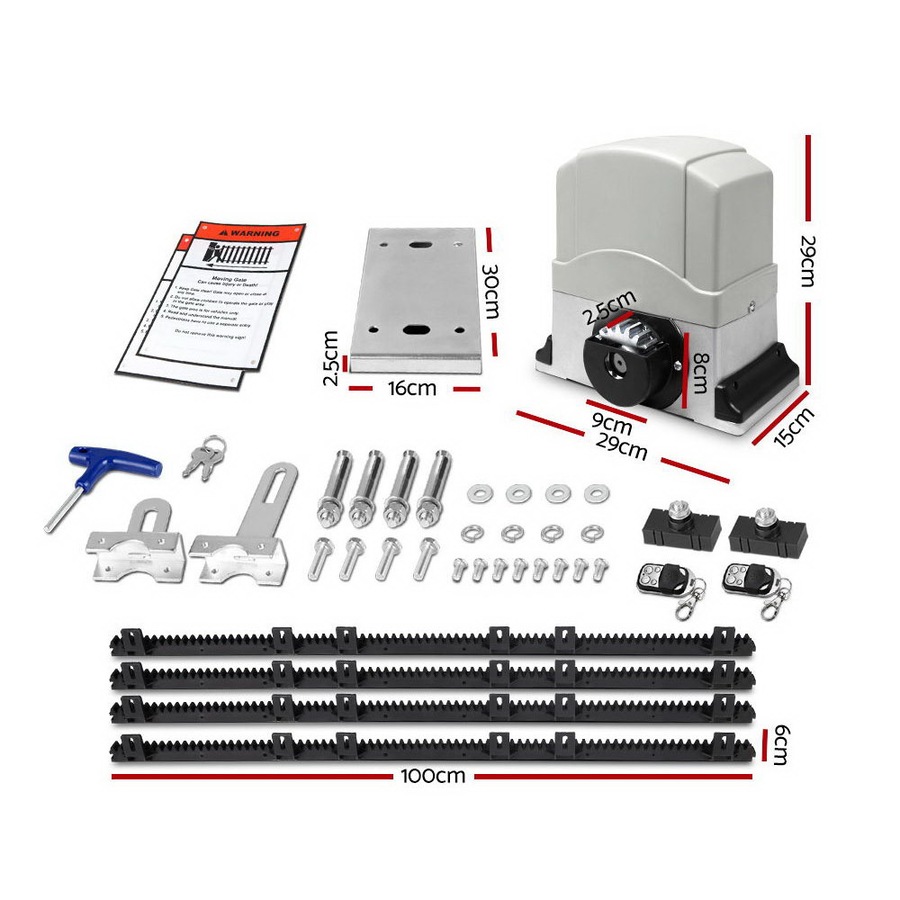 LockMaster 1200KG Auto Sliding Gate Opener Motor Remote Hardware Accessories Kit