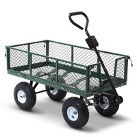 400kg Gardeon Mesh Garden Cart Steel Removable Sides Trolley Wagon ATV Trailer Balck