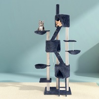 244cm i.Pet Cat Tree Tower Scratching Post Scratcher Trees Condo House Grey