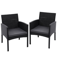 2x Gardeon Outdoor Dining Chairs Patio Furniture Rattan Lounge Chair XL Ezra