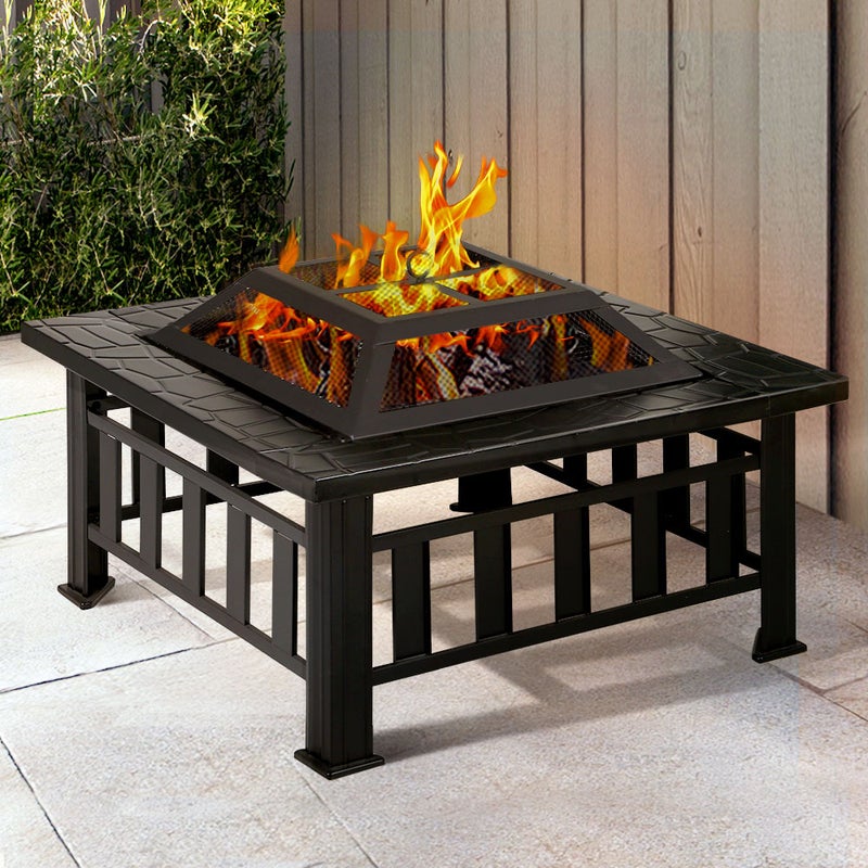 Buy Grillz Outdoor Fire Pit BBQ Table Grill Garden Wood Burning ...