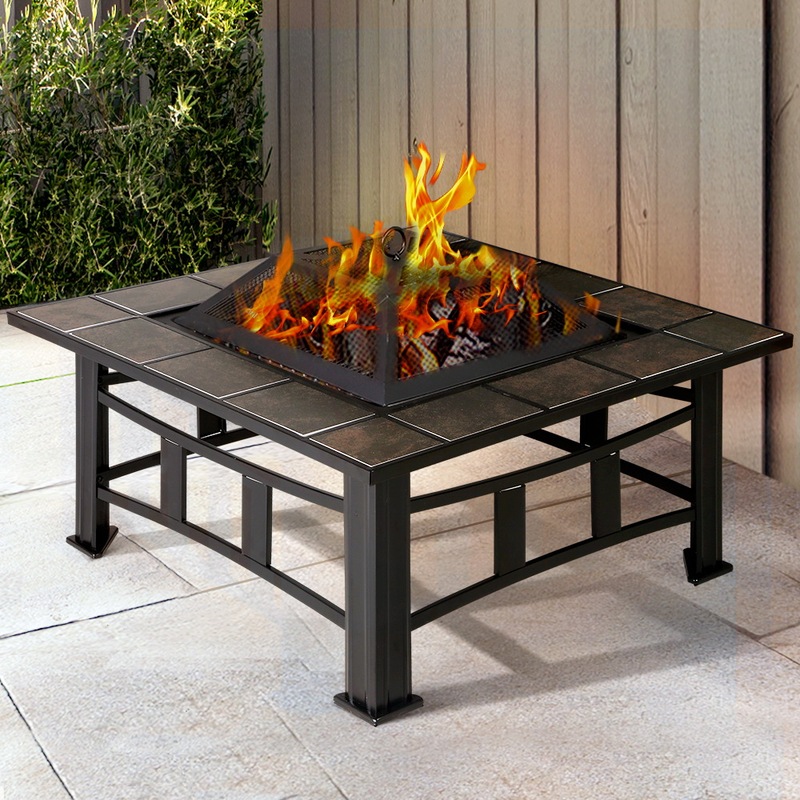 Buy Grillz Fire Pit Outdoor Table BBQ Smoker 4 IN 1 - MyDeal