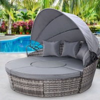 4PC Gardeon Sun Lounge Setting Wicker Lounger Day Bed Patio Outdoor Furniture Grey