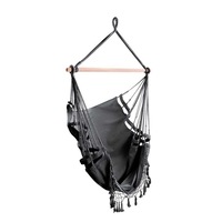 Gardeon Portable Hammock Chair Swing Outdoor Furniture Tassel Grey