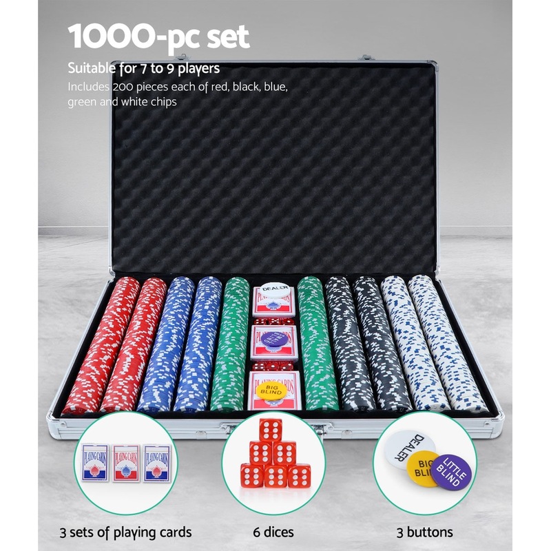 Buy Poker Chip Set 1000PC TEXAS HOLD'EM Casino Dice Cards Party MyDeal