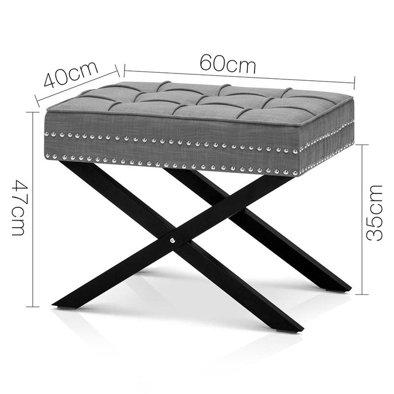 Artiss Blanket Box Ottoman Stools Linen Fabric Foot Stool Dressing