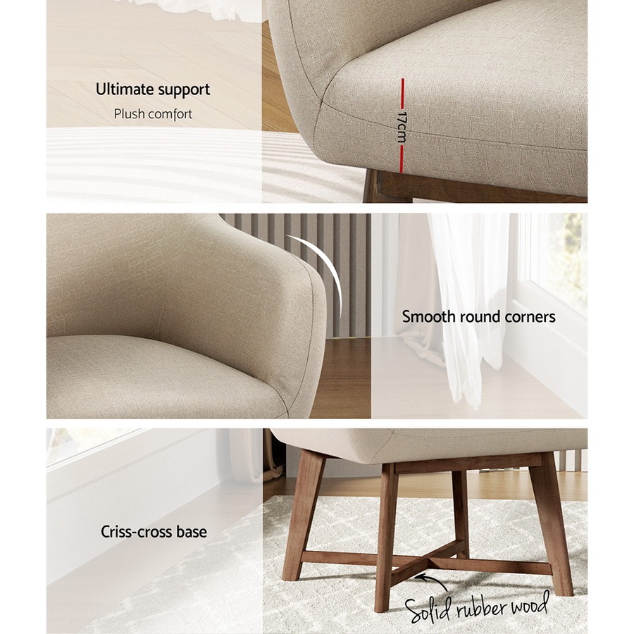 Artiss Armchair Tub Chair Beige Aston