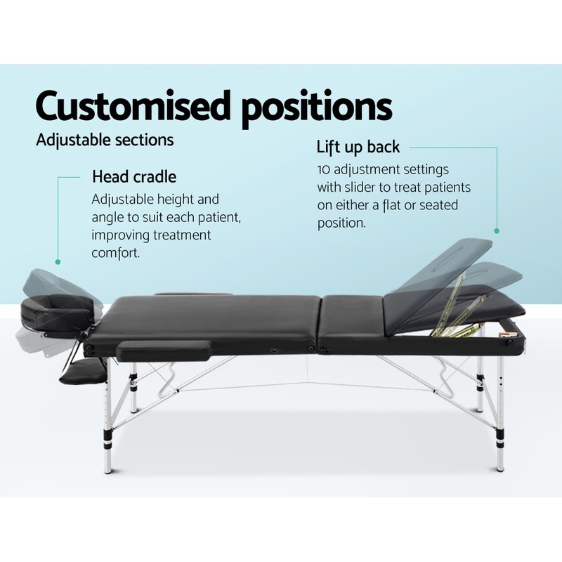 zenses 75cm portable 3 fold aluminium massage table therapy beauty waxing bed buy massage tables 9350062011256